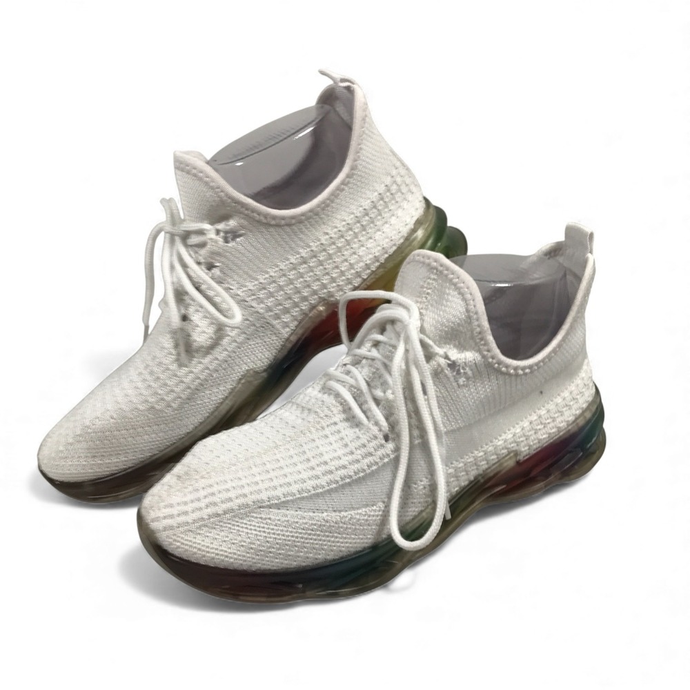 Wanted Dash White Sneaker Shoe Rainbow Sole Womens US 7.5 See Pics